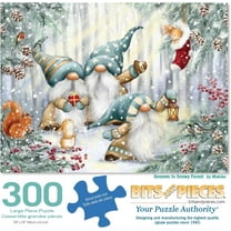 Bits and Pieces Gnomes in Snowy Forest 300 Piece Jigsaw Puzzle 18x24