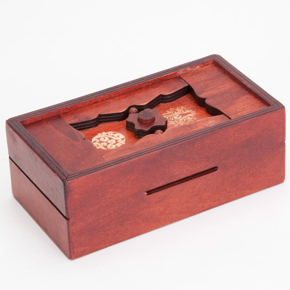 Bits and Pieces Japanese Puzzle Box Money Holder Brain Teaser Wooden