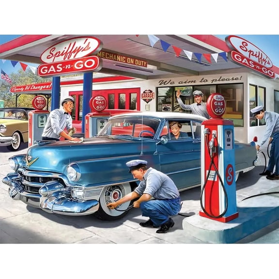 Bits and Pieces Jigsaw Puzzle 50s Service Station by Larry Jones 1000-Piece 20 x 27 Inch