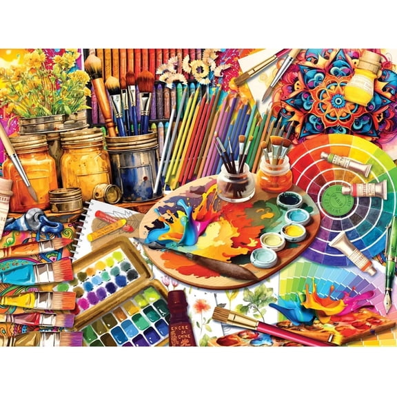 Bits and Pieces Jigsaw Puzzle, Art Studio by Kate Ward Thacker, 1000 Pieces, 20" x 27"