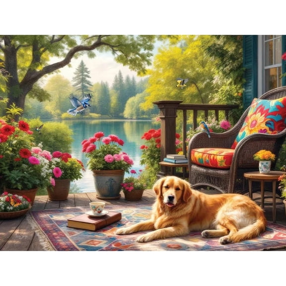 Bits and Pieces Jigsaw Puzzle Porchside Tranquility by Iris Sage, 300 Large Pieces, 18 x 24 Inch