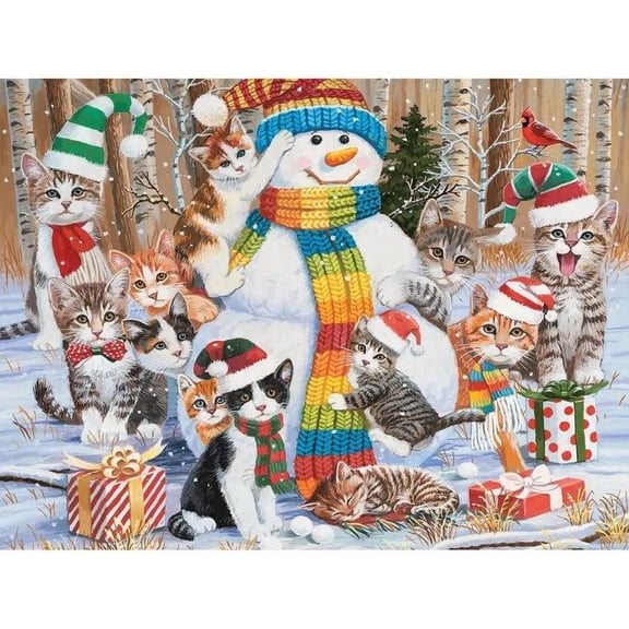 Bits and Pieces Jigsaw Puzzle Purr-FECT Snowman Christmas Cats 500-Piece 18 x 24 Inch
