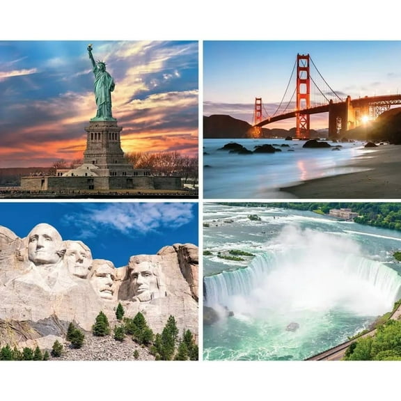 Bits and Pieces Jigsaw Puzzle Set US Landmark Scenes 4-in-1 20 x 27 Inch