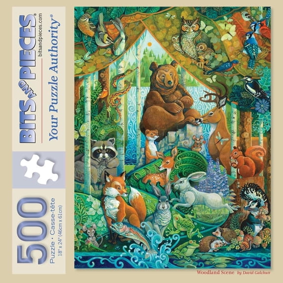 Bits and Pieces Jigsaw Puzzle Woodland Scene by David Galchutt Arts and Crafts Style 500 Piece 18" x 24"