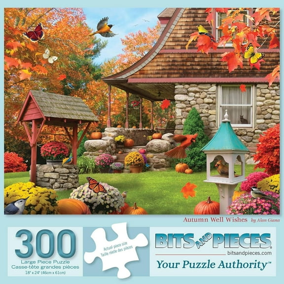 Bits and Pieces - 300 Piece Jigsaw Puzzle for Adults - 18" x 24" - Autumn Well Wishes - Large Piece Colorful Autumn Fall