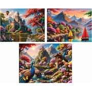 Bits and Pieces Jigsaw Puzzles Majestic Landscape Scenes 500 Piece Value Set of 3 18" x 24"