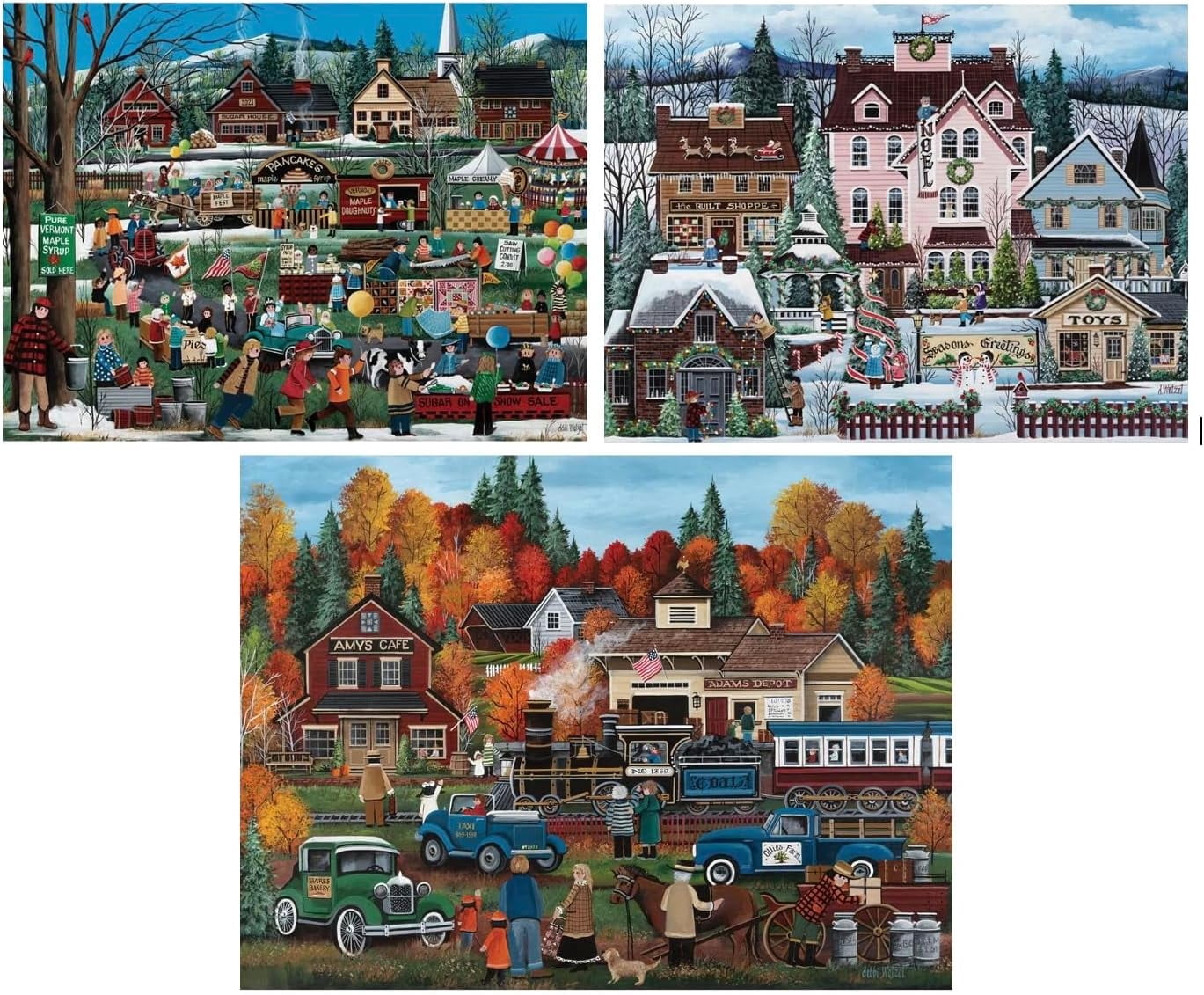Bits and Pieces Jigsaw Puzzles for Adults Colorful Seasons 500 Piece 3 Pack 18" x 24"