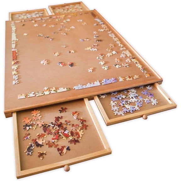 "Bits and Pieces Jumbo Puzzle Plateau, Organizer, 26""x34"", 1500 Pieces, 4 Sorting Trays"