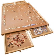 Bits and Pieces Jumbo Puzzle Plateau Jigsaw Puzzle Organizer 26" x 34", Wooden, 1500 PCS, 4 Trays
