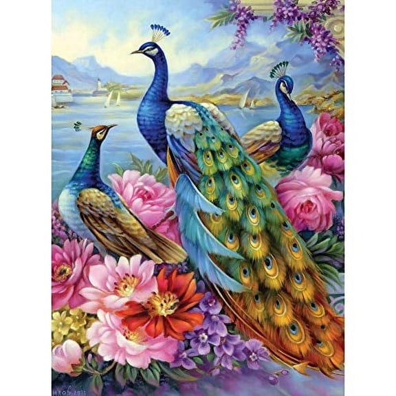 Bits and Pieces Jigsaw Puzzles Peacocks 1000 Piece 20" x 27"