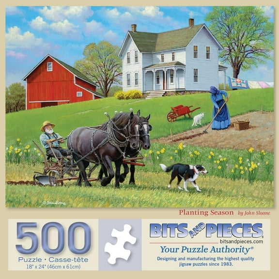 Bits and Pieces Planting Season Farm 500 Piece Jigsaw Puzzle, 18x24 Inches