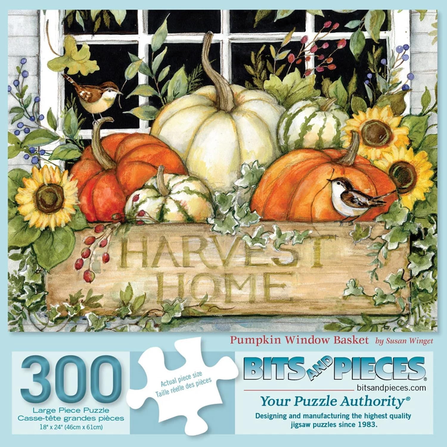 Bits and Pieces Pumpkin Window Basket 300 Piece Large Jigsaw Puzzle 18 ...