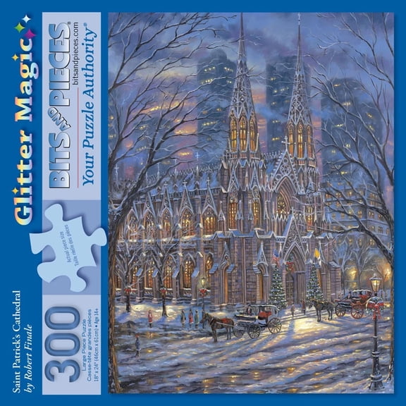 Bits and Pieces Saint Patrick’s Cathedral Jigsaw Puzzle 300-Piece Large Pieces Snowy NYC Scene by Robert Finale 18" x 24"