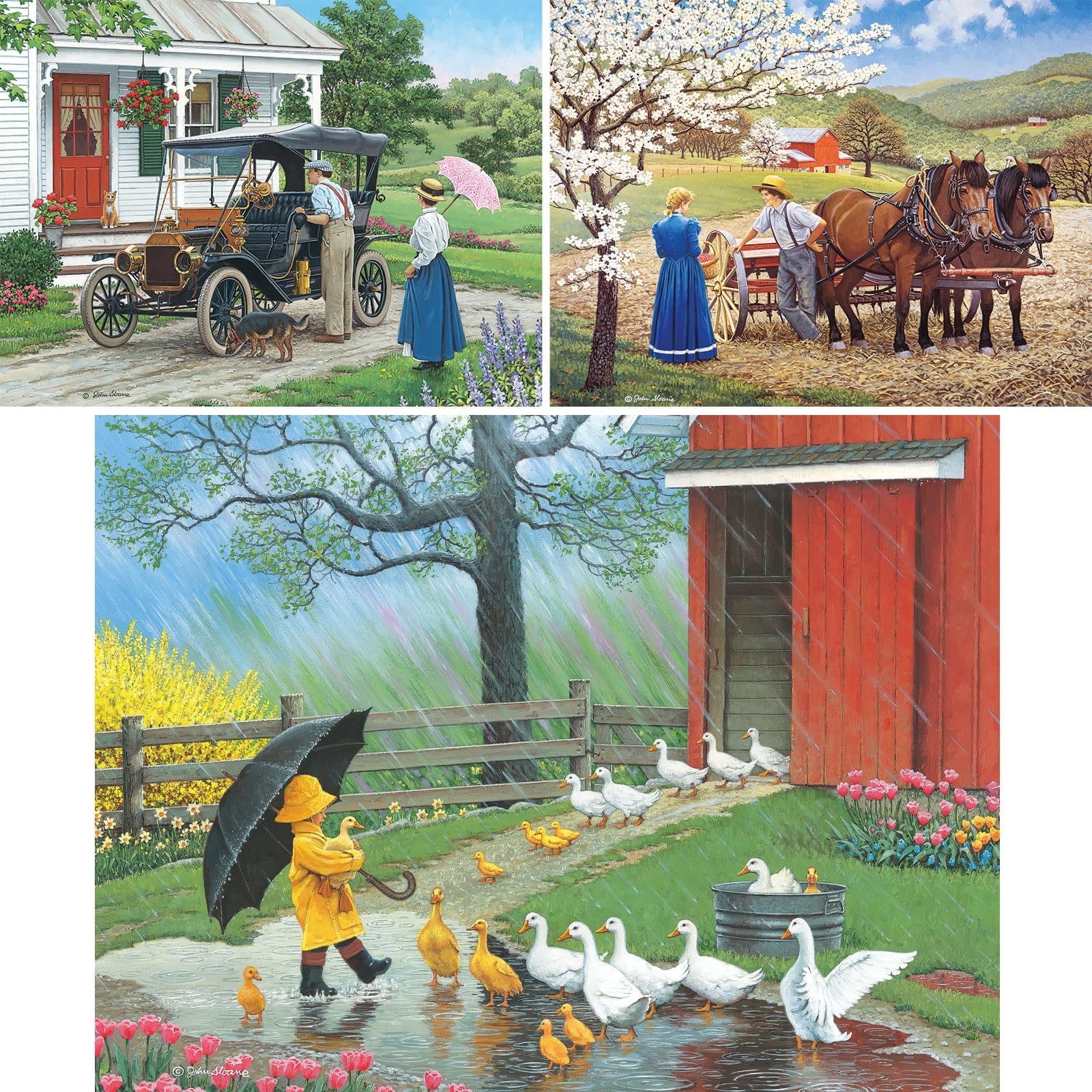 Bits And Pieces - Set 3 Puzzle Da 300 Pezzi Adulti - Ispirazione Primavera Di Alan Giana, 45,7 X 61 Cm, Cartone Riciclato