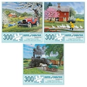 Bits and Pieces Set of 3 300 Piece Jigsaw Puzzles for Adults  Country Farm  by John Sloane 18"x24"