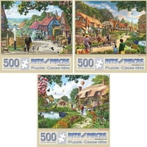 Bits and Pieces Set of 3 500 Pieces Jigsaw Puzzles for Adults Countryside by Steve Crisp 18" x 24"