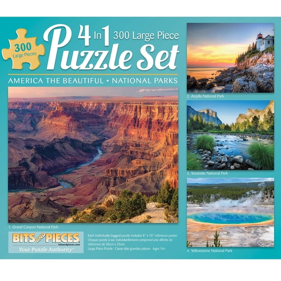Bits and Pieces Set of 4 300 Piece Jigsaw Puzzles for Adults "America the Beautiful" 16" x 20"