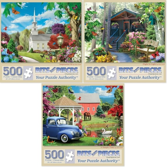 Bits and Pieces Jigsaw Puzzles Seasons Spring Fall 500 Piece 3-Pack 18"x24"