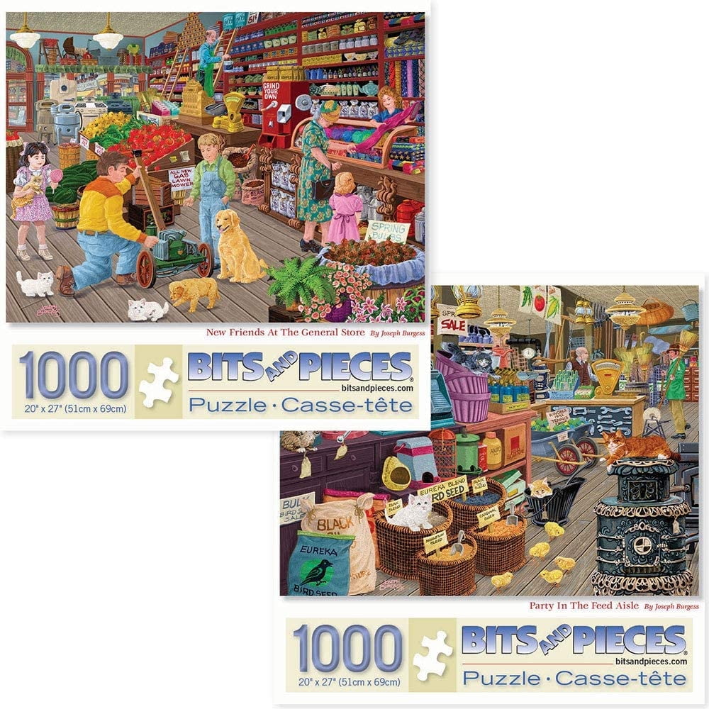 Bits and Pieces Set of Two 1000 Piece Jigsaw Puzzles General Store Aisle by Joseph Burgess 20" x 27"