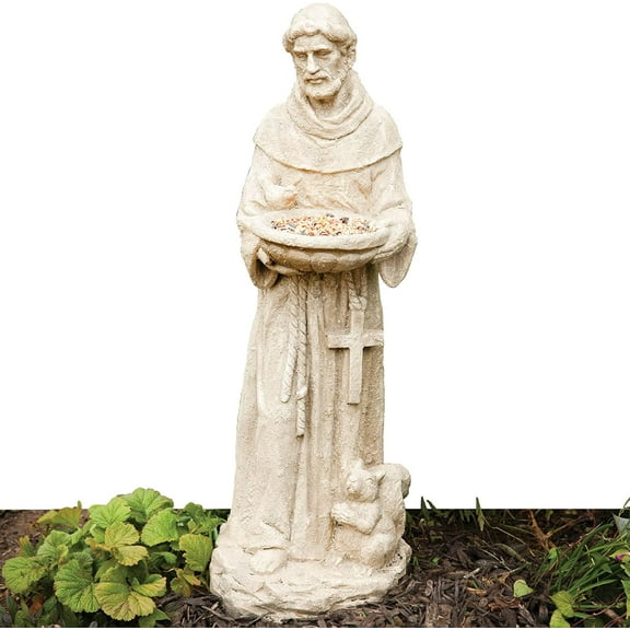 Bits and Pieces St. Francis 66cm Garden Statue, Bird Feeder
