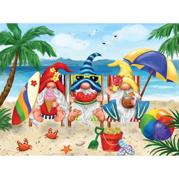 Bits and Pieces Summer Gnomes Jigsaw Puzzle, Large Piece, 300-Piece, 18 x 24 in
