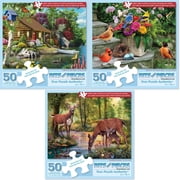 Bits and Pieces 50-Piece Jigsaw Puzzles for Seniors, Lettered Large Piece Nature Bundle, 15" x 19" Each
