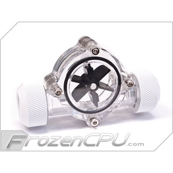 Bitspower G1/4" Flow Indicator, Clear Main Body, Black Blade, Deluxe White