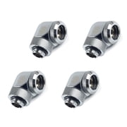 Bitspower G1/4" to Enhance Multi-Link Adapter Fitting for 14mm OD Rigid Tubing, 90 Degree Rotary, Silver Shining, 4-pack