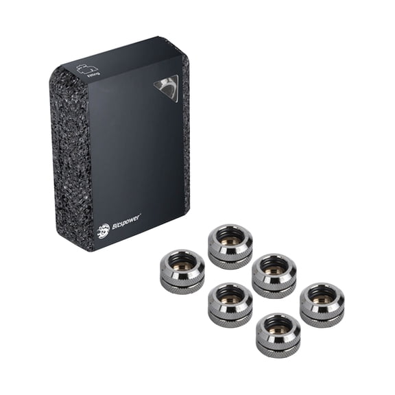 Bitspower G1/4" to Enhance Multi-Link Fitting for 12mm OD Rigid Tubing, Black Sparkle, 6-pack