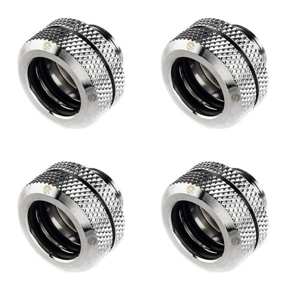 Bitspower G1/4" to Enhance Multi-Link Fitting for 14mm OD Rigid Tubing, Silver Shining, 4-pack