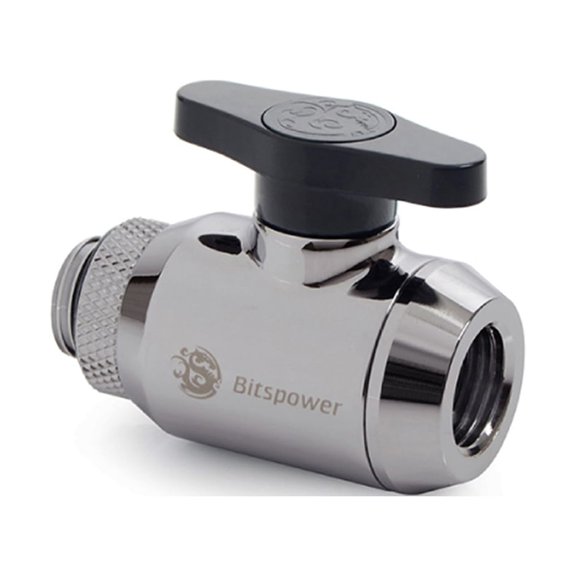 Bitspower Mini Valve with Rotary G1/4" Extender and Inner G1/4" port, Black Sparkle