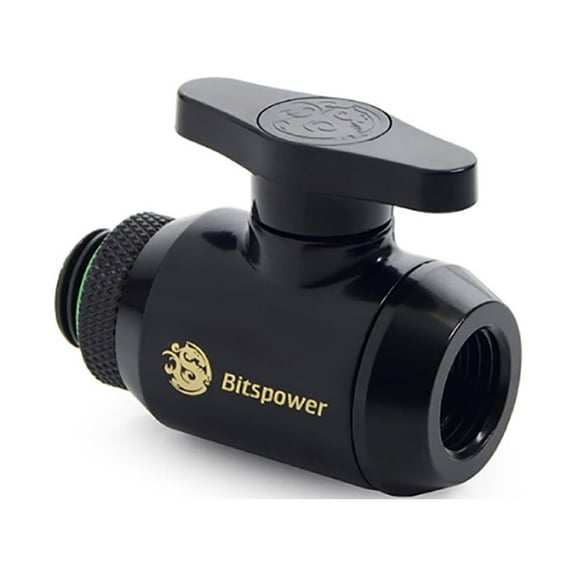 Bitspower Mini Valve with Rotary G1/4" Extender and Inner G1/4" port, Matte Black