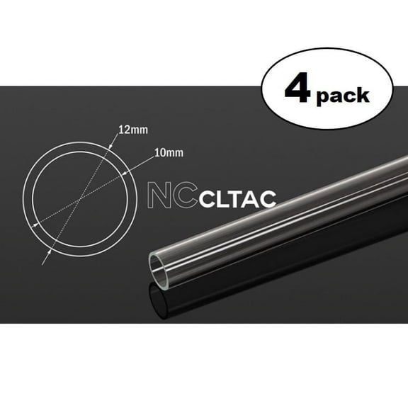 Bitspower None Chamfer Crystal Link Tube, 12mm OD, 500mm, Clear, 4-pack