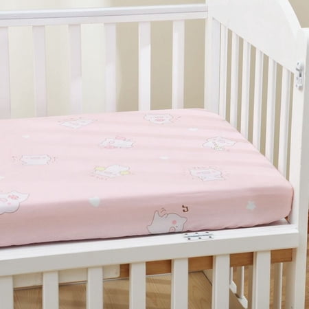 Bitsy-Boo 100% Cotton Breathable and Hypoallergenic Baby Crib Fitted Sheet Boys Girls Pink