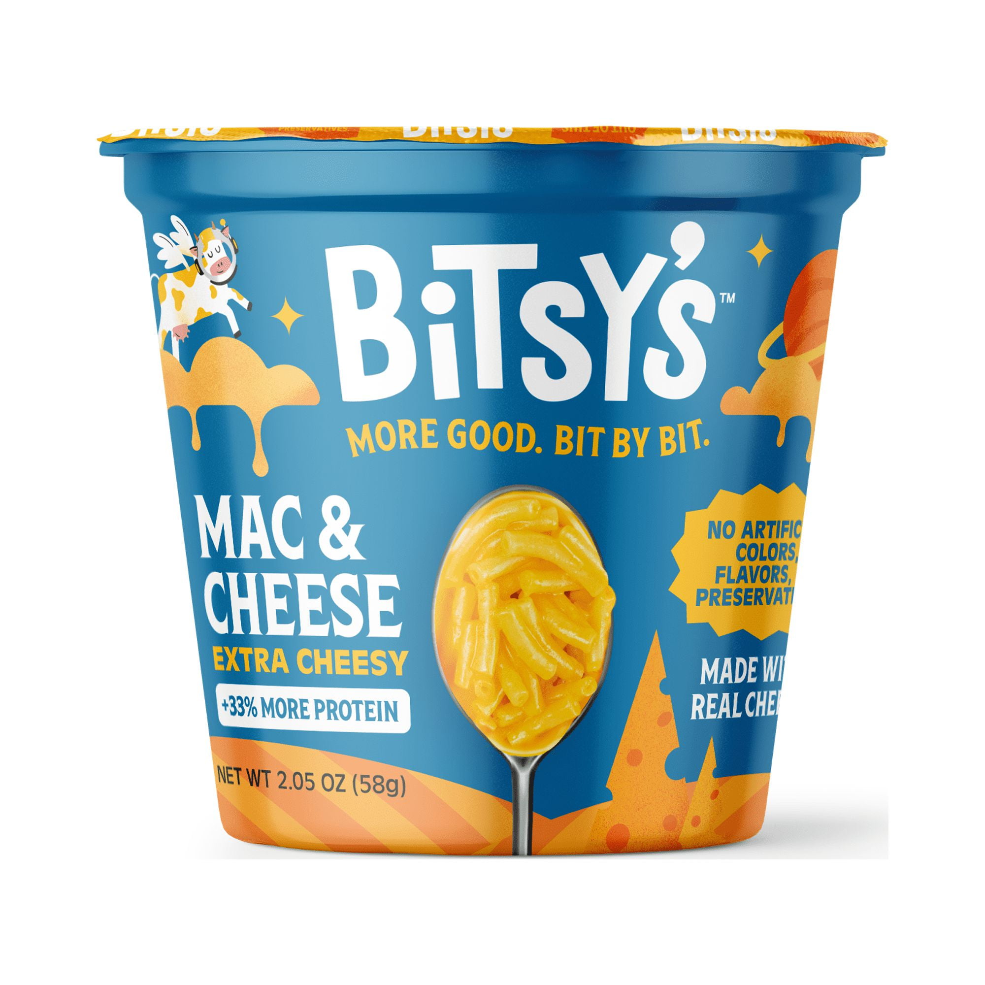 Bitsy's Extra Cheesy Mac and Cheese Microwavable Cup +Protein