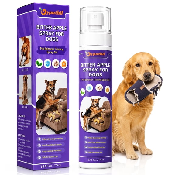 Bitter Apple Spray for Dogs, No Chew Training Spray for Puppies & Adult Dogs, Pet Behavior Training Aid, Bitter-Taste Formula, Indoor & Outdoor Use, 5.9 FL OZ (175 mL)