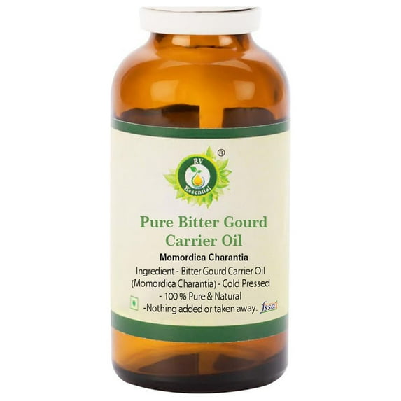 R V Essential Pure Bitter Gourd Carrier Oil 100ml (3.38oz)- Momordica Charantia (100% Pure and Natural Cold Pressed)