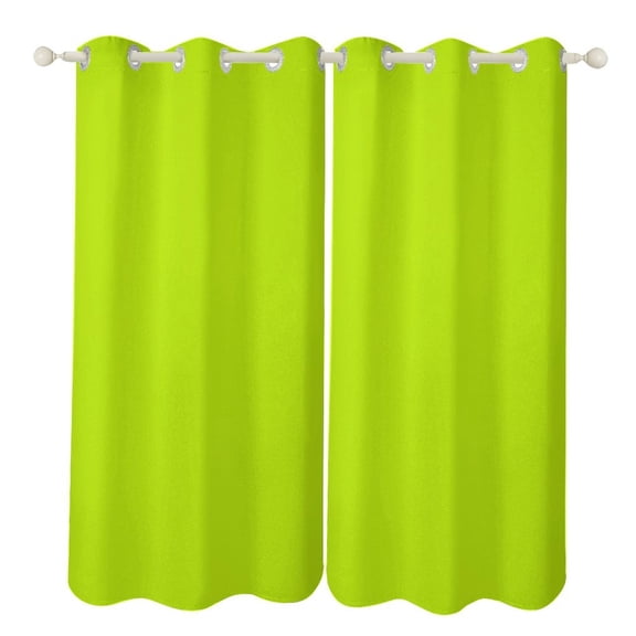 Bitter Lime Neon Green Yellow Solid Color 2 Panels Blackout Curtains for Bedroom Living Room Drapes Kitchen Room Window Blackout Curtain Grommet
