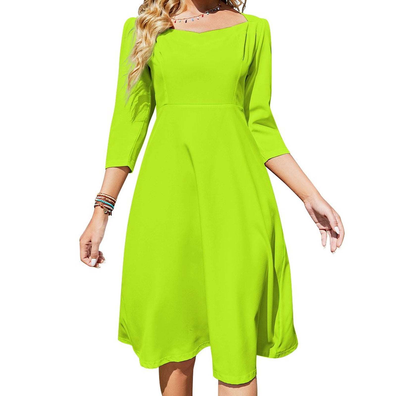 Bitter Lime Neon Green Yellow Solid Color Dress Summer Dresses Woman Street  Style Big Size Casual Dress - Walmart.com