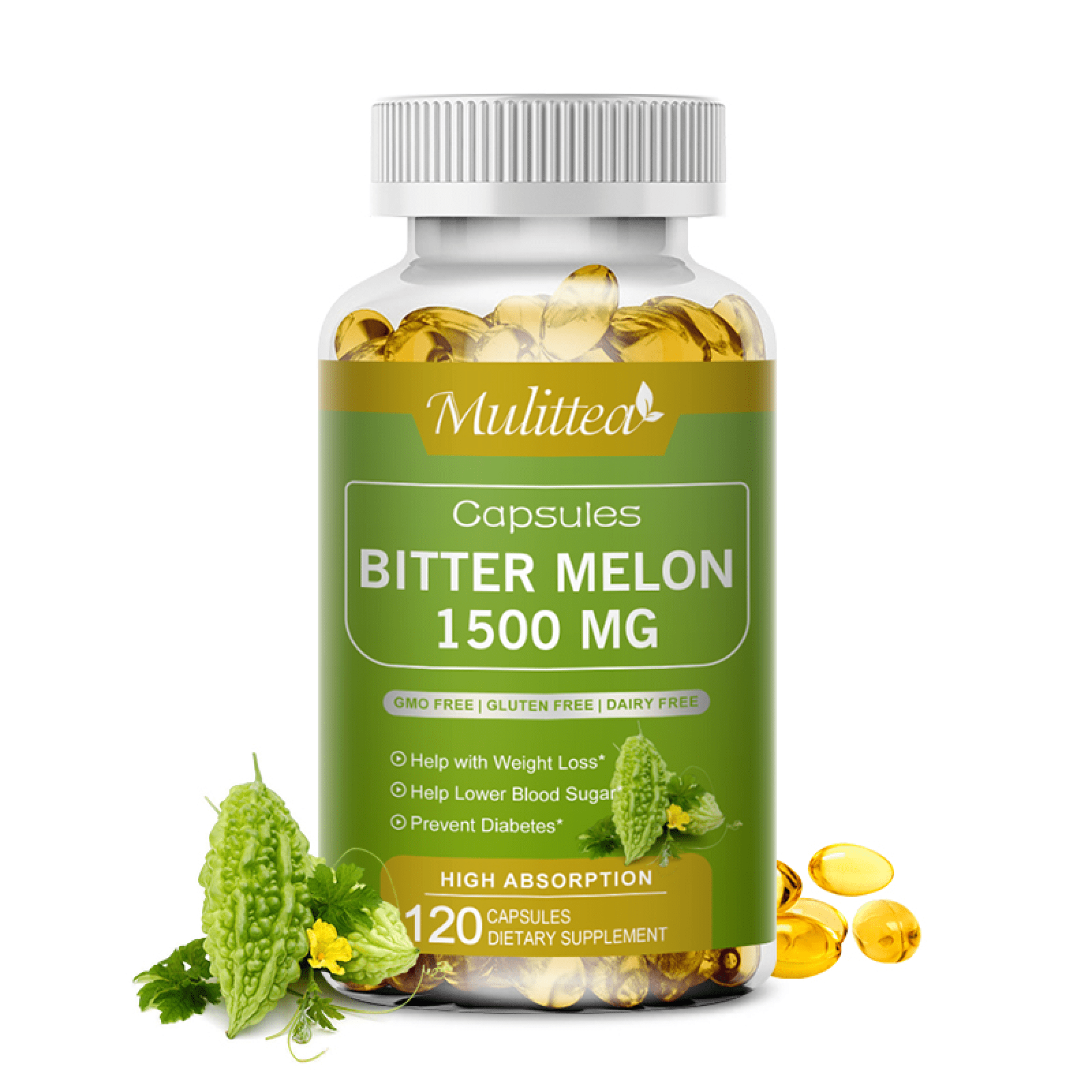 Bitter Melon Capsules 1500mg 101 Bitter Melon Extract NonGMO & Gluten Free for Glucose