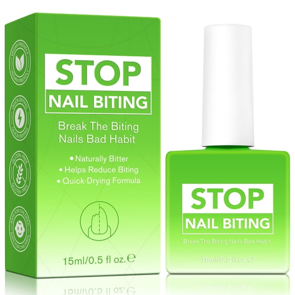 Bitter Nail Polish to Stop Nail Biting & Thumb Sucking, Natural Bitter Melon Formula for Kids, Teens & Adults, 0.5 Fl Oz