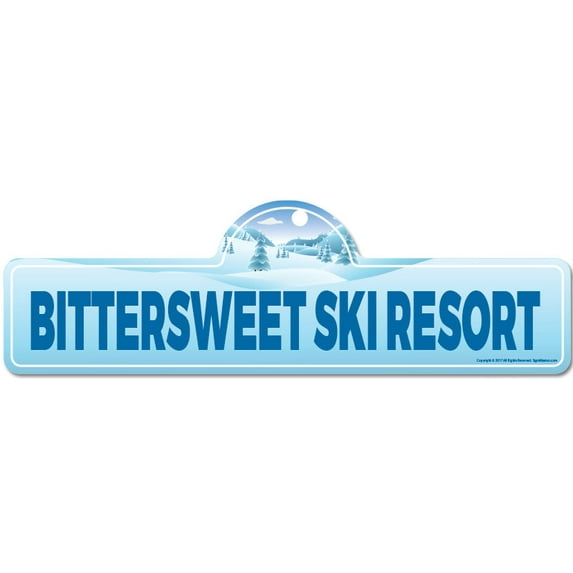 Bittersweet Ski Resort Street Sign | Indoor/Outdoor | Skiing Skier Snowboarder Décor for Ski Lodge Cabin Mountian House | SignMission personalized gift