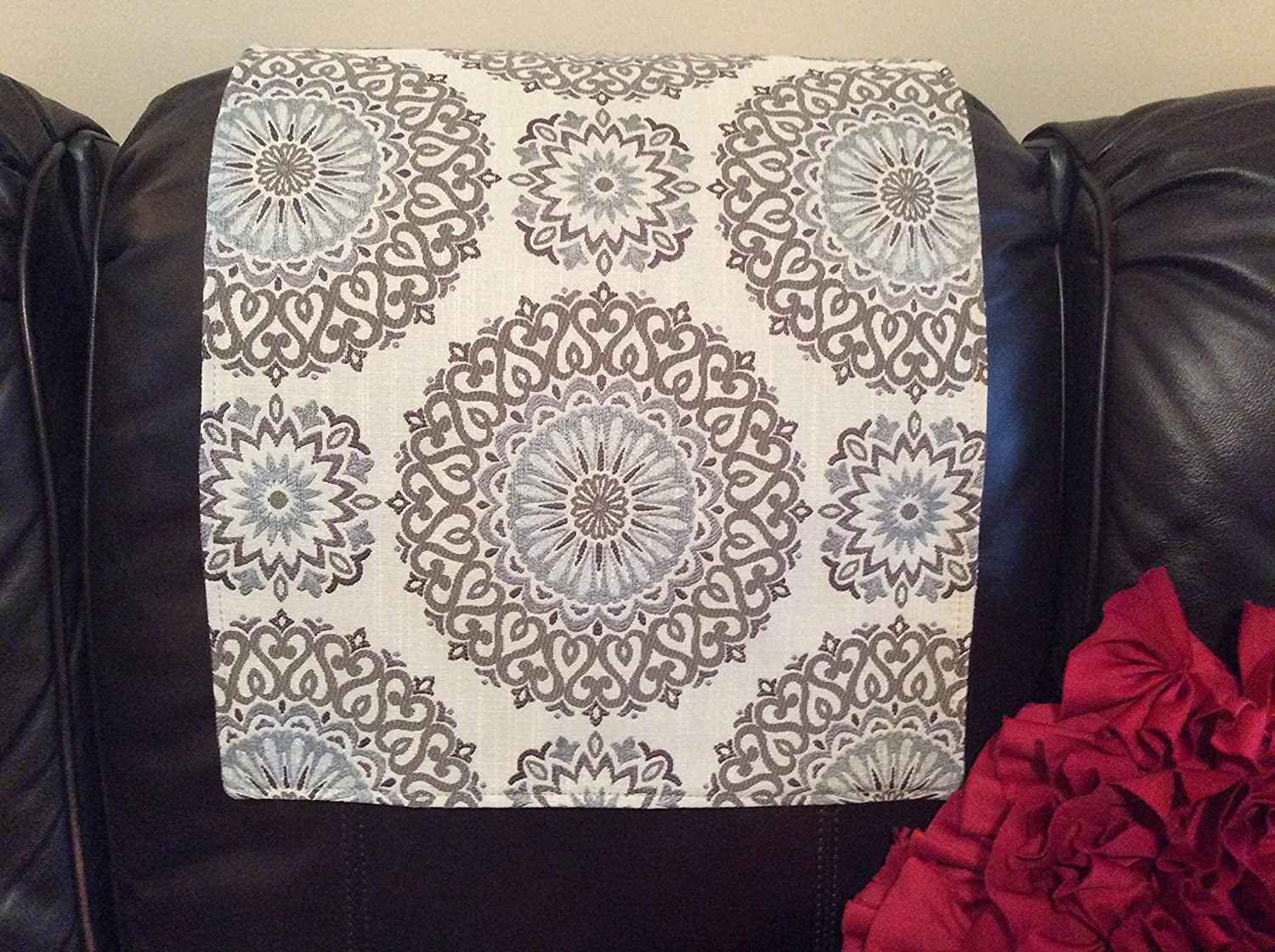 Headrest cover for furniture slipcovers headrest cover for recliner furniture protectors Home sofas loveseats theater chairs office chairs recliners RV's Housewarming gifts Blue Medallion