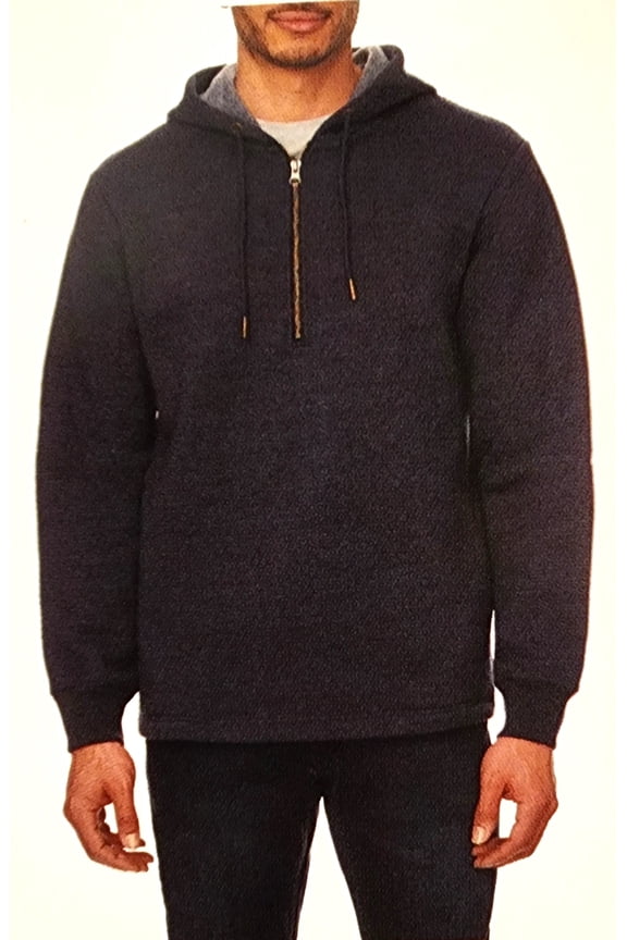 Bitton Men's Flannel Quater Zip Hoodie (Blue, M)