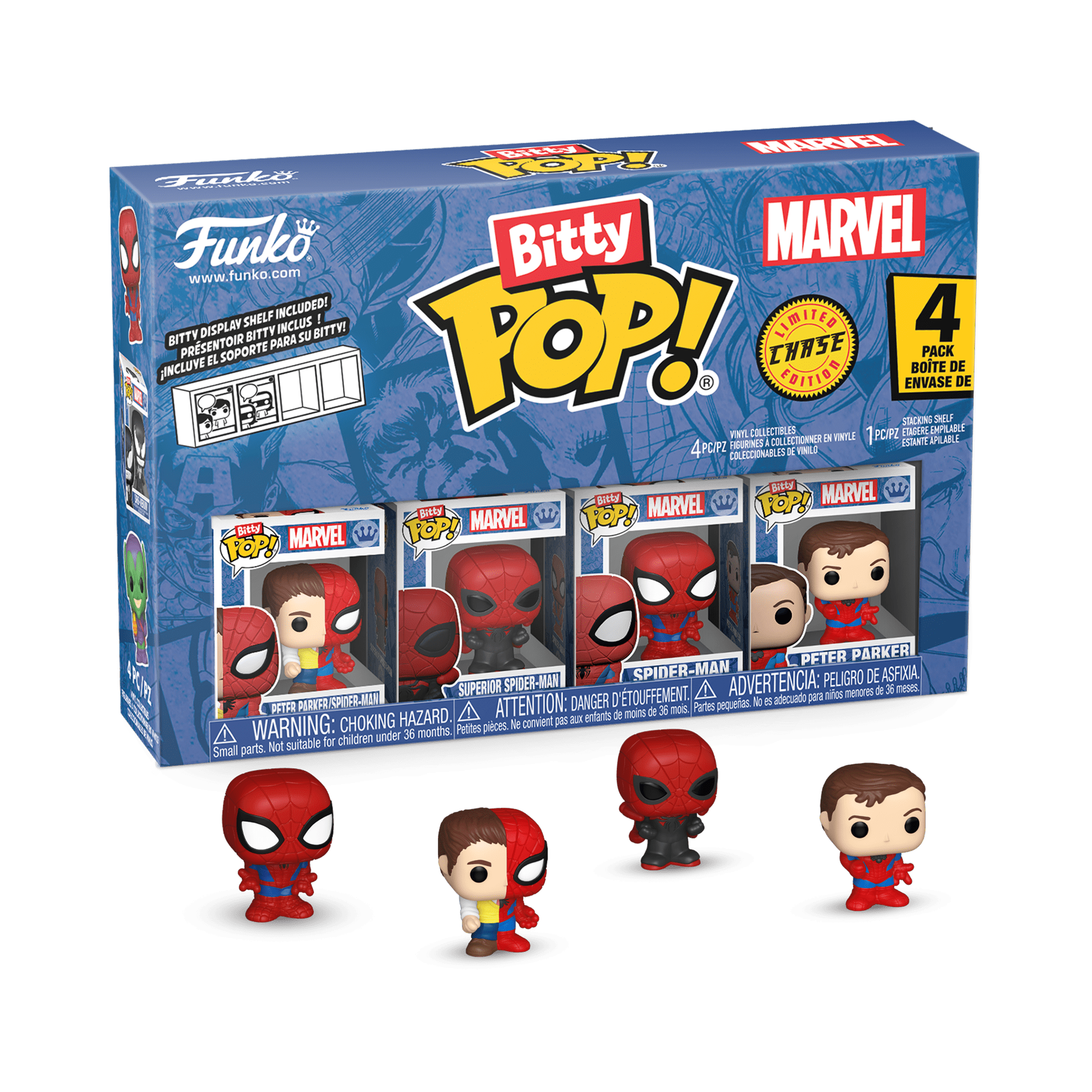 Funko Bitty POP! 4-Pack: Spider-Man - Parker Split Collectible Vinyl  Mini-Figures - Walmart.com