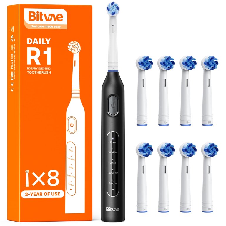 Aazon.co: Bitvae R1 Rotating Electric Toothbrush With 8 Brush Heads For Adults And Kids, 60