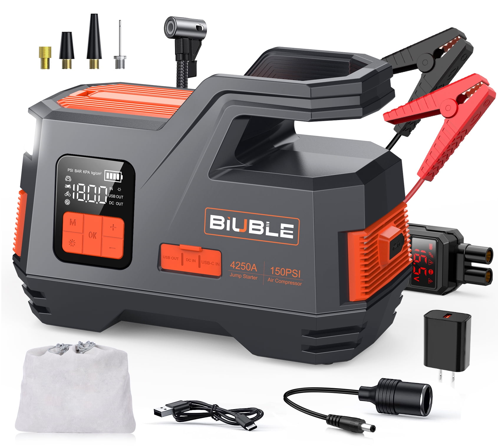 Biuble Car Jump Starter with Air Compressor 4500A Nepal Ubuy