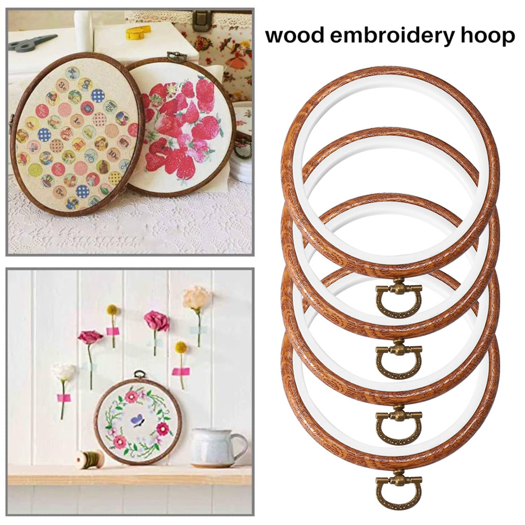 Biudunm 5Pcs Embroidery Hoops Imitated Wood Embroidery Circle Round