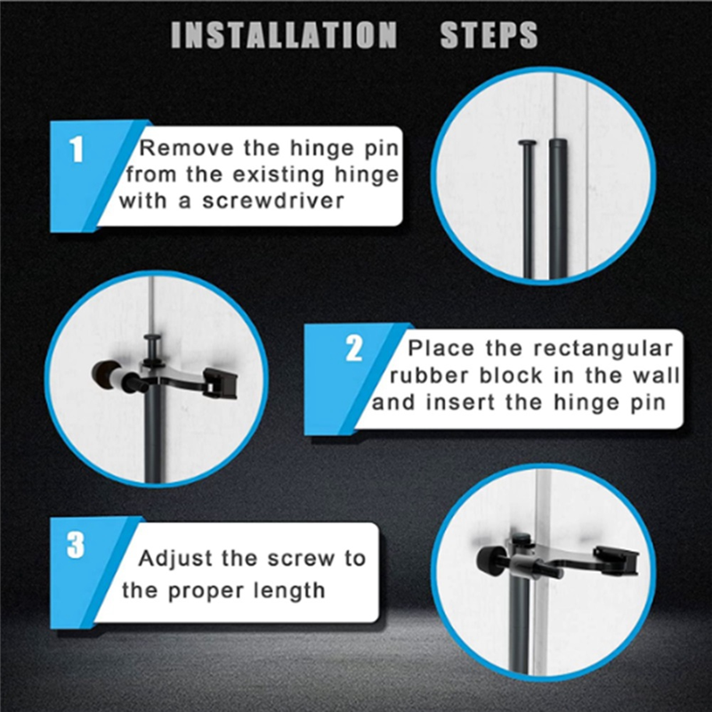 Biudunm 6Pcs Hinge Pin Black Door Stopper Adjustable Heavy Duty Hinge