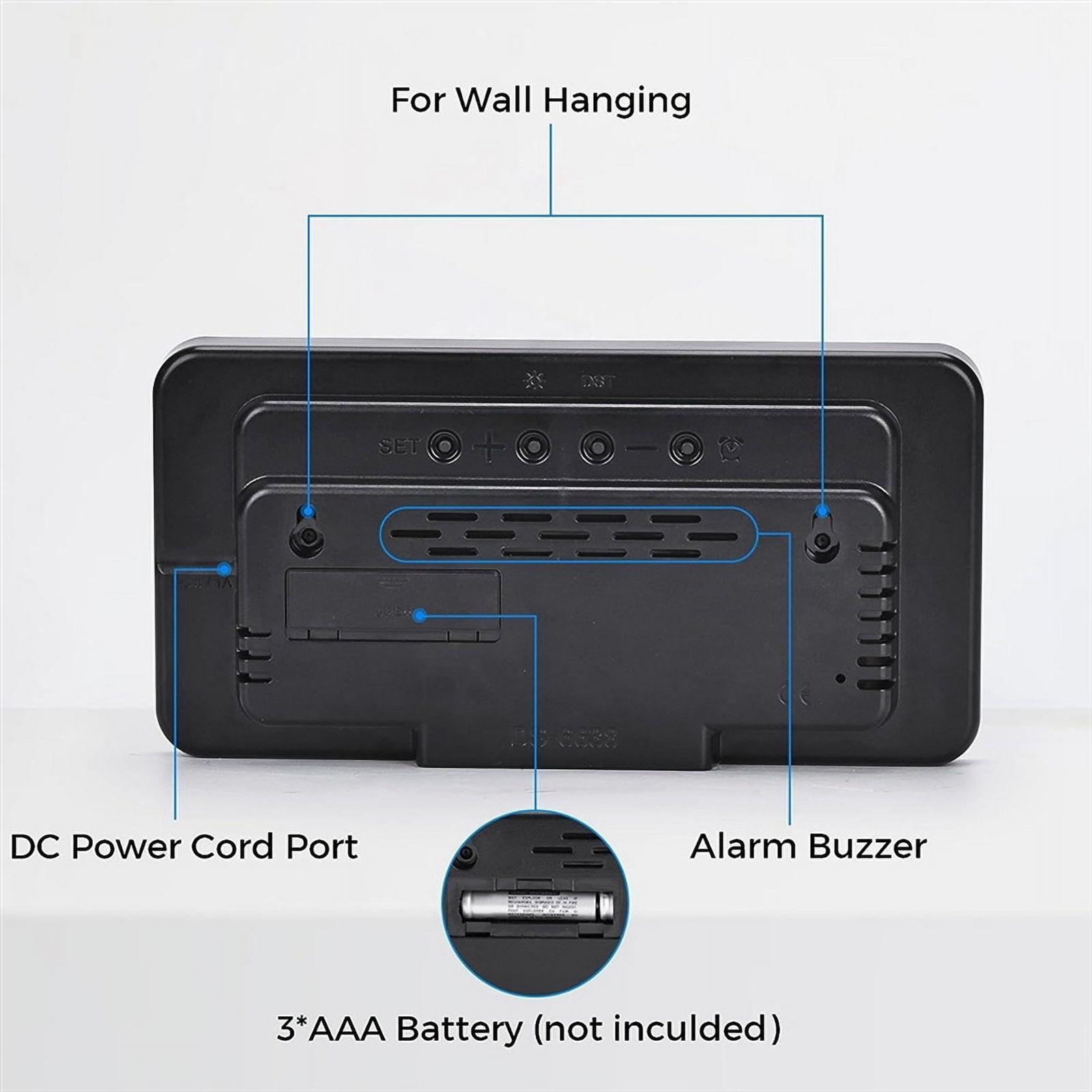 Biudunm Digital Wall Clock, 9Inch LED Digital Clock Large Display with